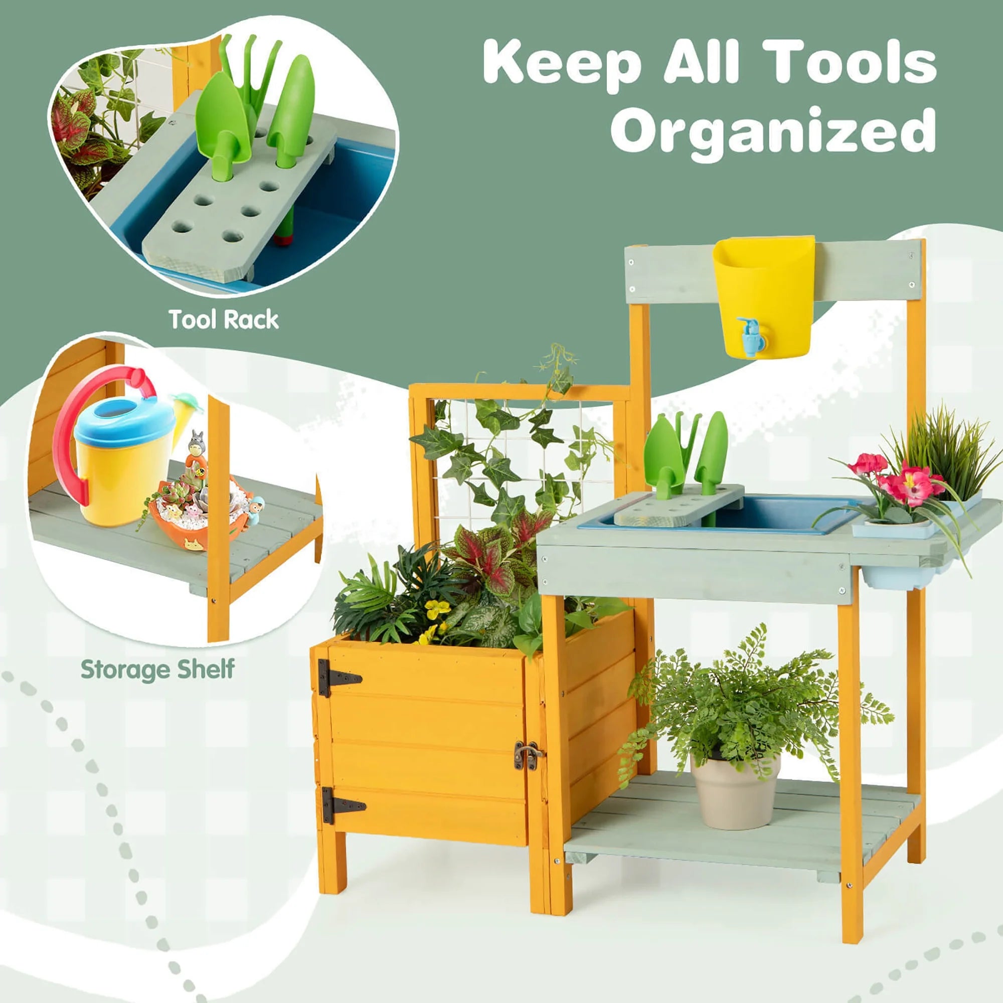 Wooden Potting Bench for Kids